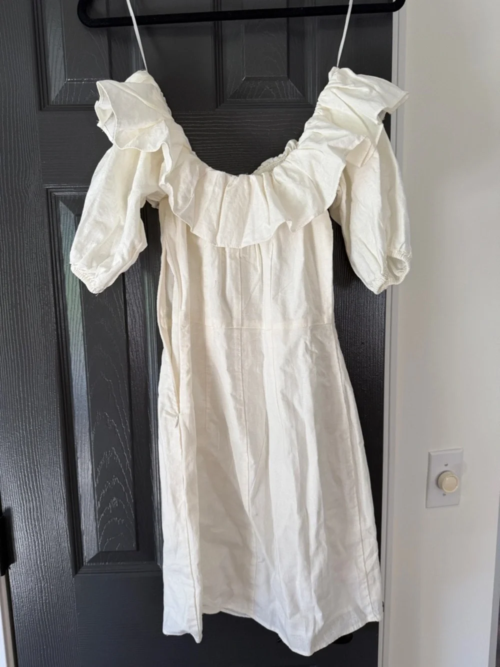 H&M white Ruffled Off-Shoulder Mini Dress - Picture 4 of 5